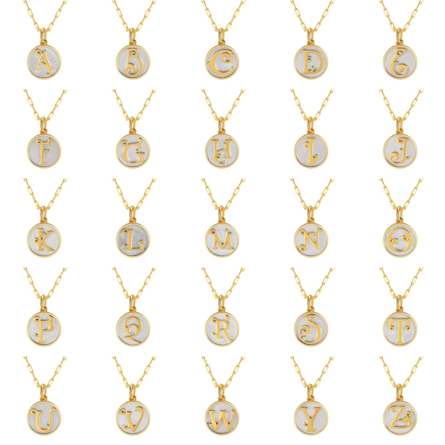 Saints Dainty Fancy E Initial Pendant Necklace