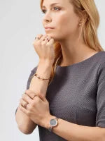 Ladies Solar Powered Watch with Milanese Band in Grey/Rose Gold