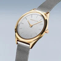 Ladies Ultra Slim Watch with Milanese Band in Silver/Gold