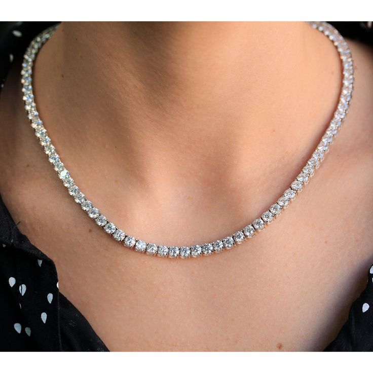 S.KASHI 14k White Gold Diamond Line Necklace