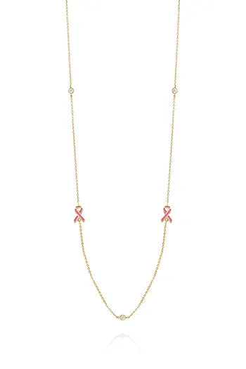 14KY Pink Ribbon Necklace