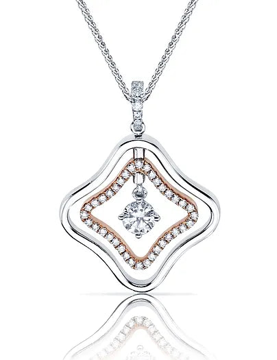 18K Reversible Two Tone Double Framed Diamond Pendant