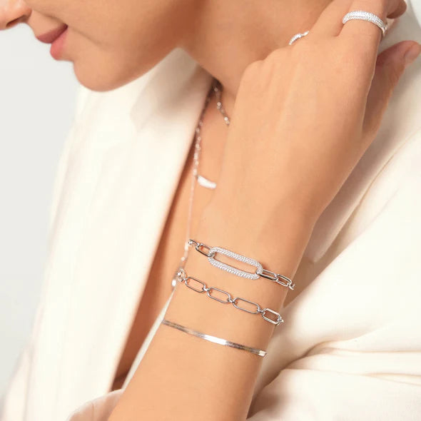 Pavé Link Bracelet in Silver