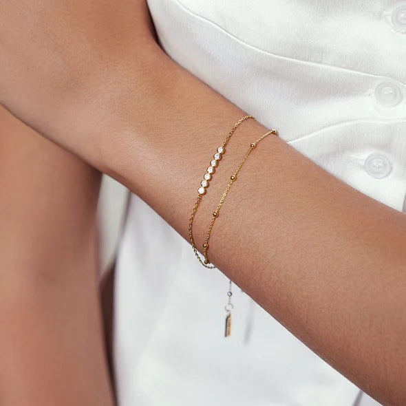 Beaded Chain Bracelet in Gold