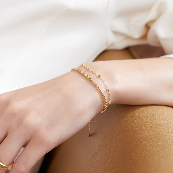 Beaded Chain Bracelet in Gold