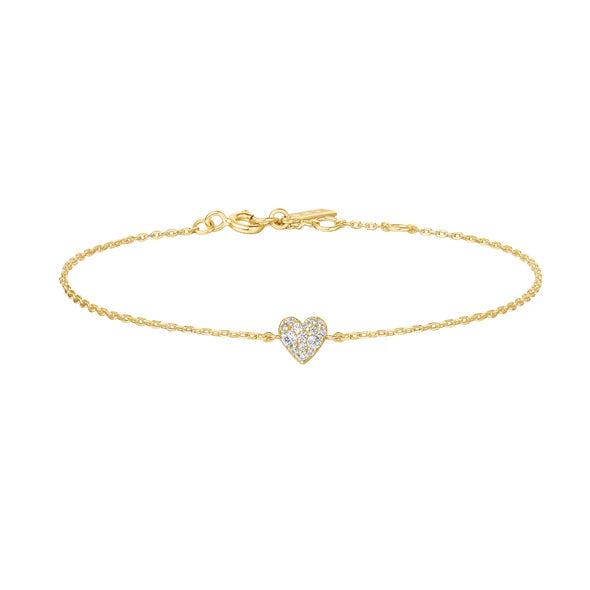 Sweetheart Pave' Bracelet in Gold