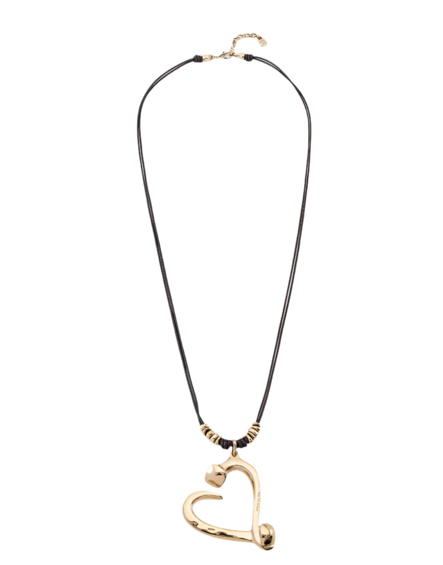 BIG LOVE Long Necklace in Gold/Leather