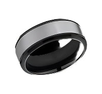 8mm DUKE Black Titanium Band with Grey Tantalum Center