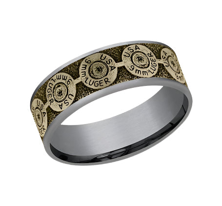 7.5mm 9MM Luger Band in Grey Tantalum/14KY