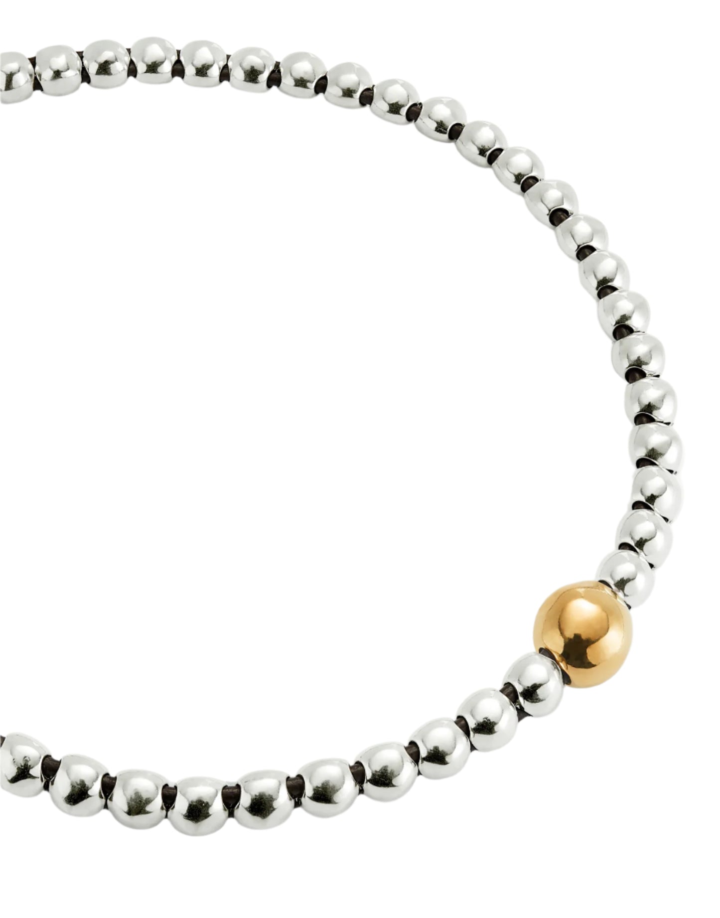2 Tone Necklace in Silver with Center Gold Bead