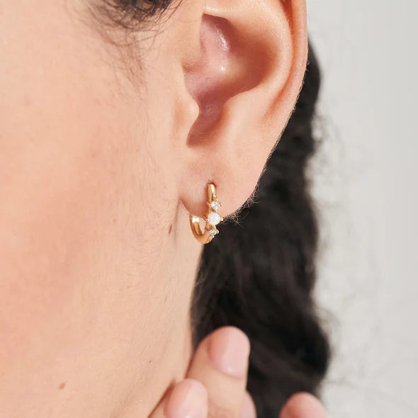 Kyoto Opal Oval Huggie Hoop Earrings in Gold