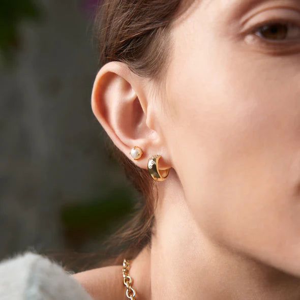 Gold Sparkle Chubby Huggie Hoop Earrings