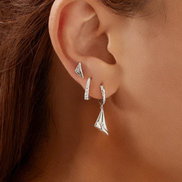 Silver Triangle Kiss Drop Huggies