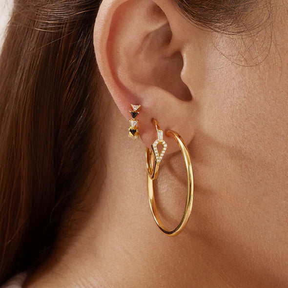 Gold Cubic Ziconia Geometric Hoops