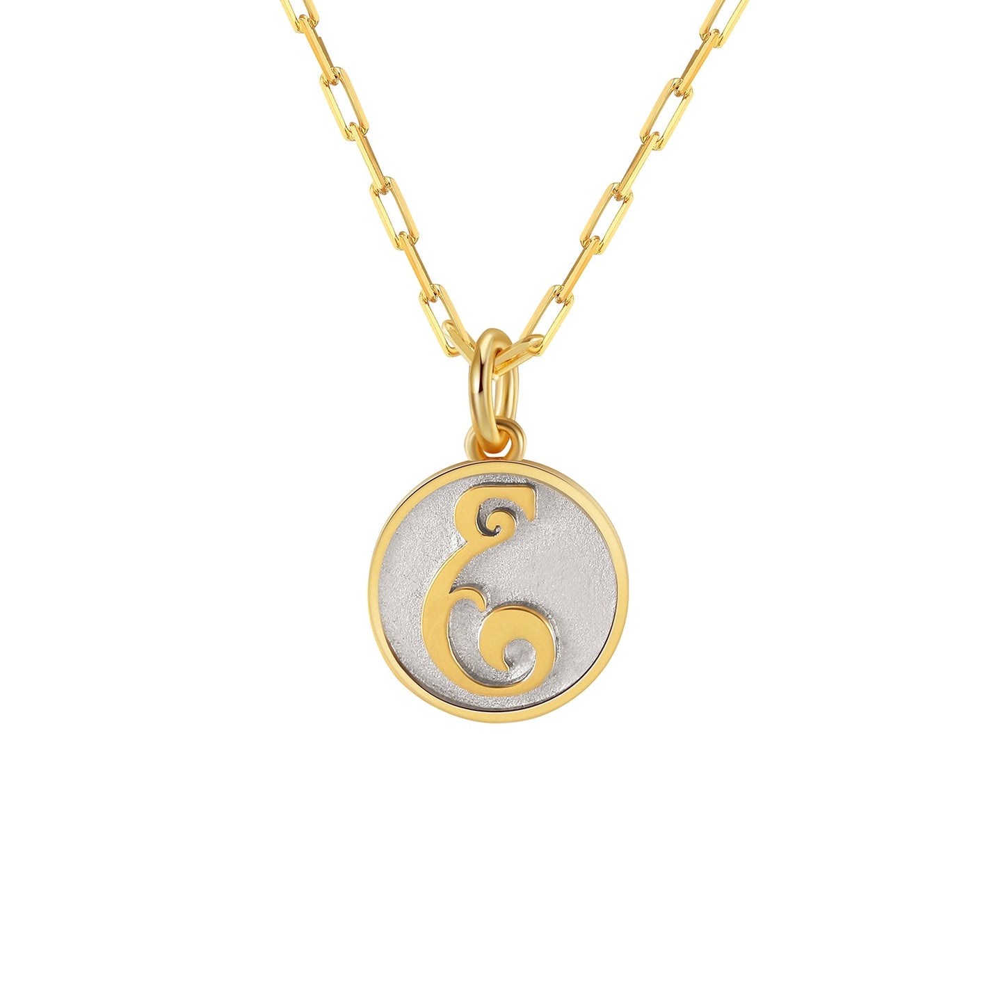 Saints Dainty Fancy E Initial Pendant Necklace