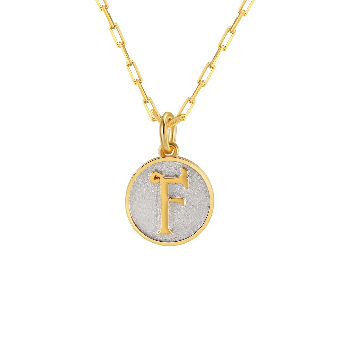 Saints Dainty Fancy F Initial Pendant Necklace