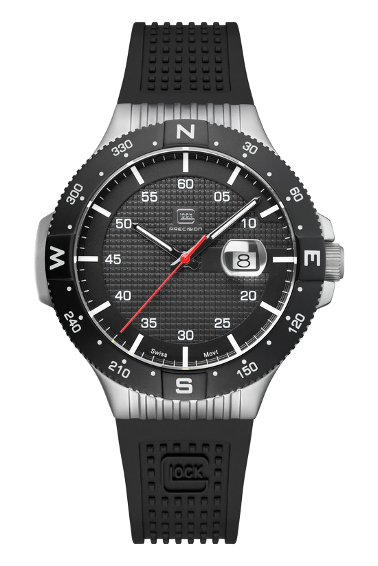 Men's Watch in Silver/Black with Silicone Band
