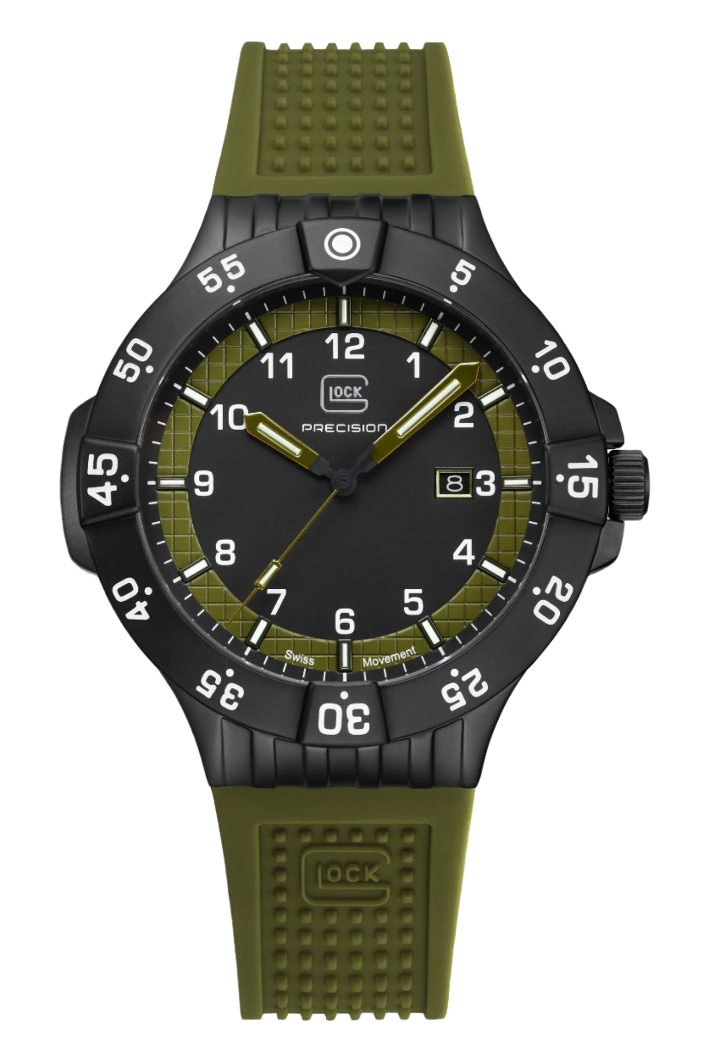 GLOCK WATCH In Army Green/ Black with Silicone Band