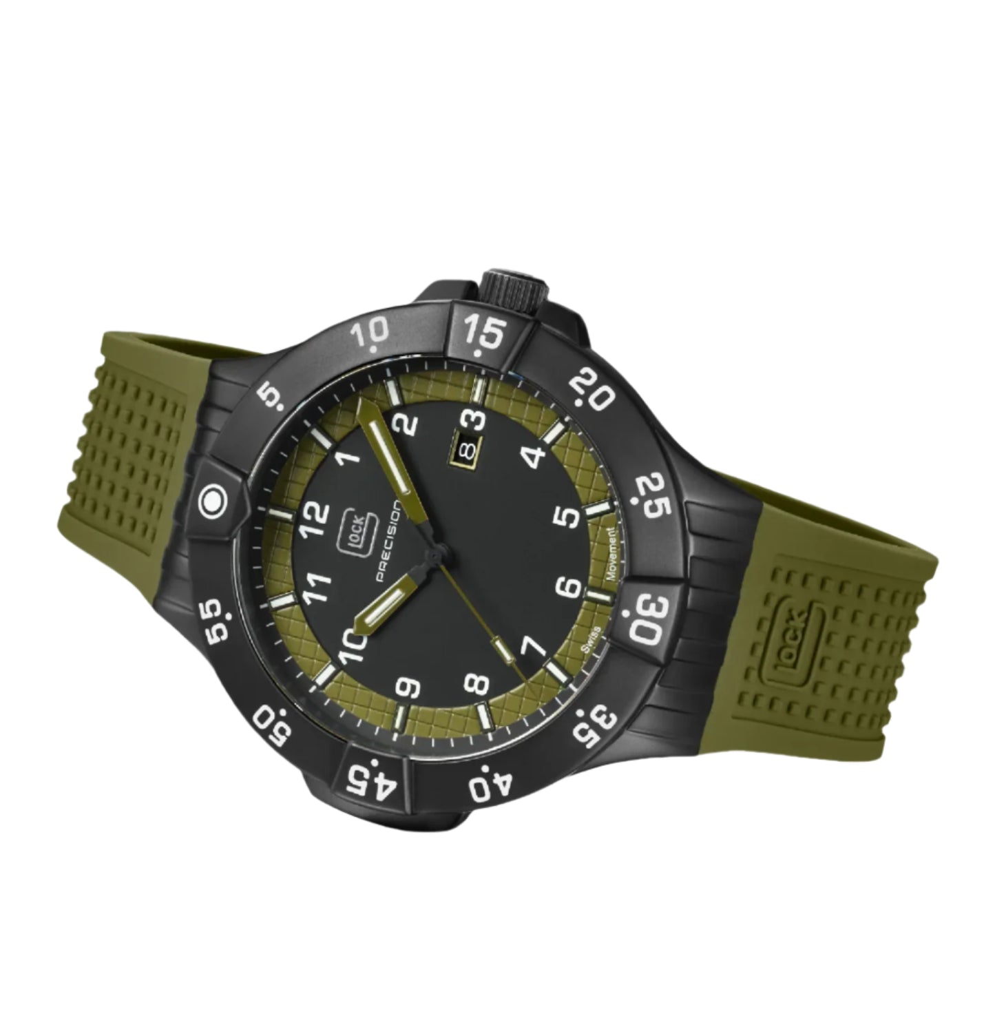 GLOCK WATCH In Army Green/ Black with Silicone Band