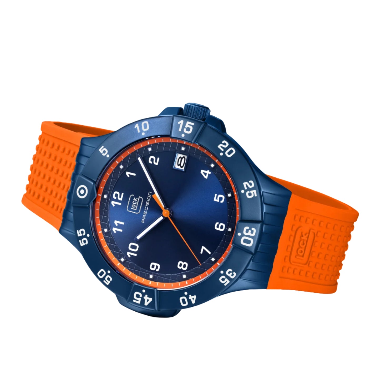 Men's Limited Edition Watch in Dark Blue/ Orange with Silicone Band
