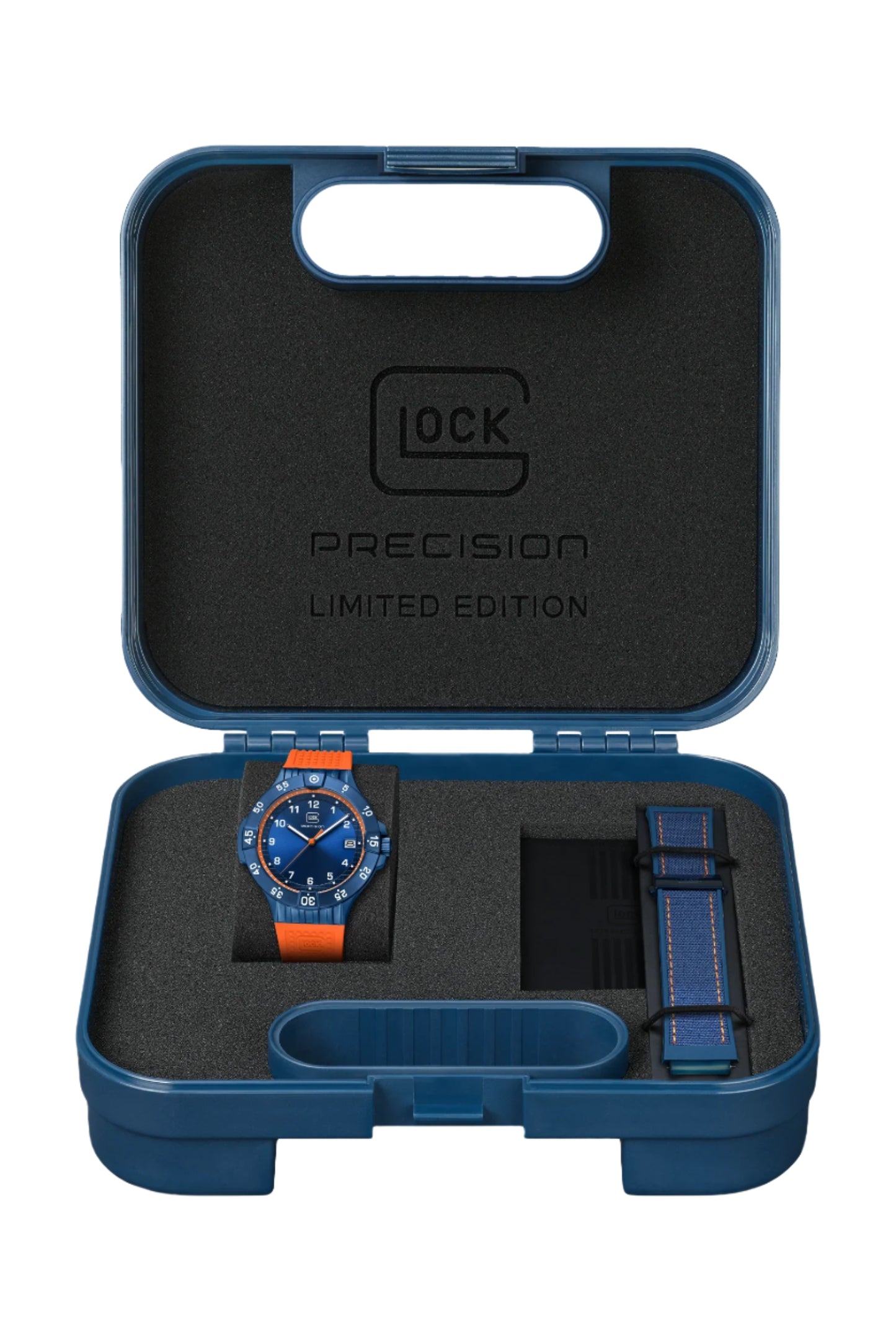 Men's Limited Edition Watch in Dark Blue/ Orange with Silicone Band