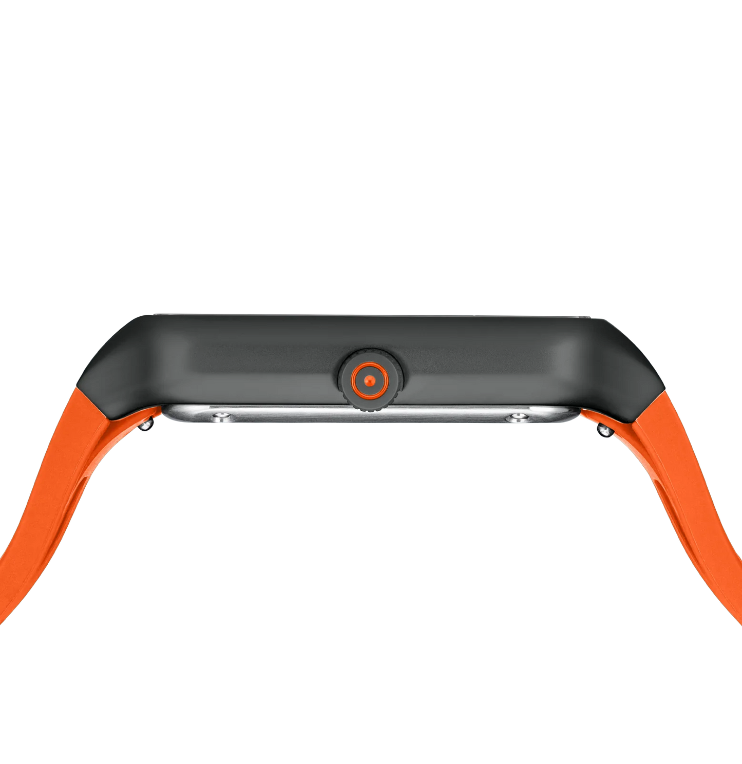 Men's Watch with Black Rectangular Face & Orange Silicone Band