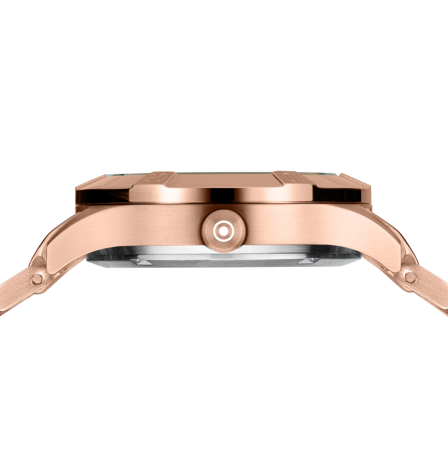 Ladies Rose Gold-Tone Watch with Dark Dial & Link Band