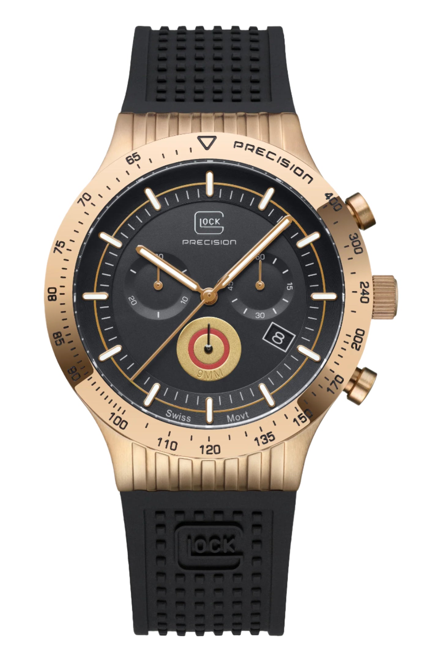 Men's Watch in Khaki Steel/Black With Silicone Strap