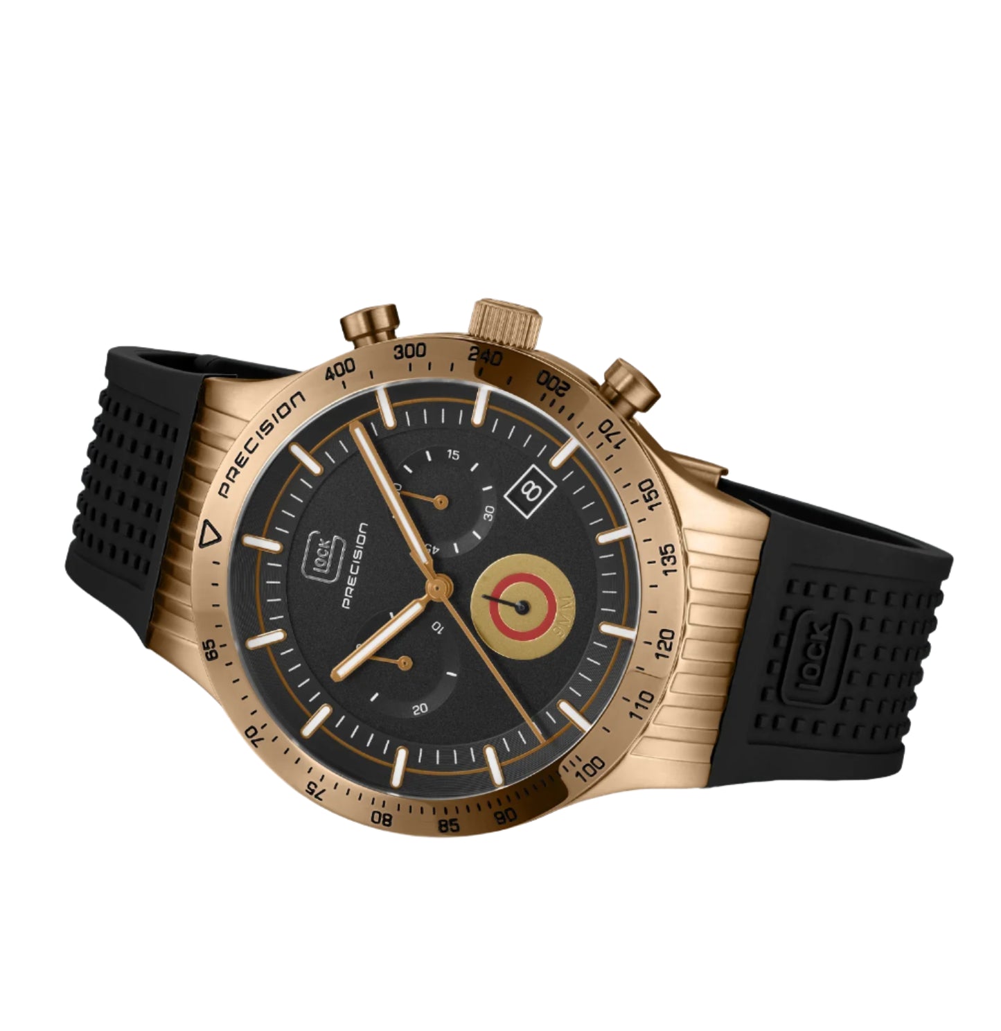 Men's Watch in Khaki Steel/Black With Silicone Strap
