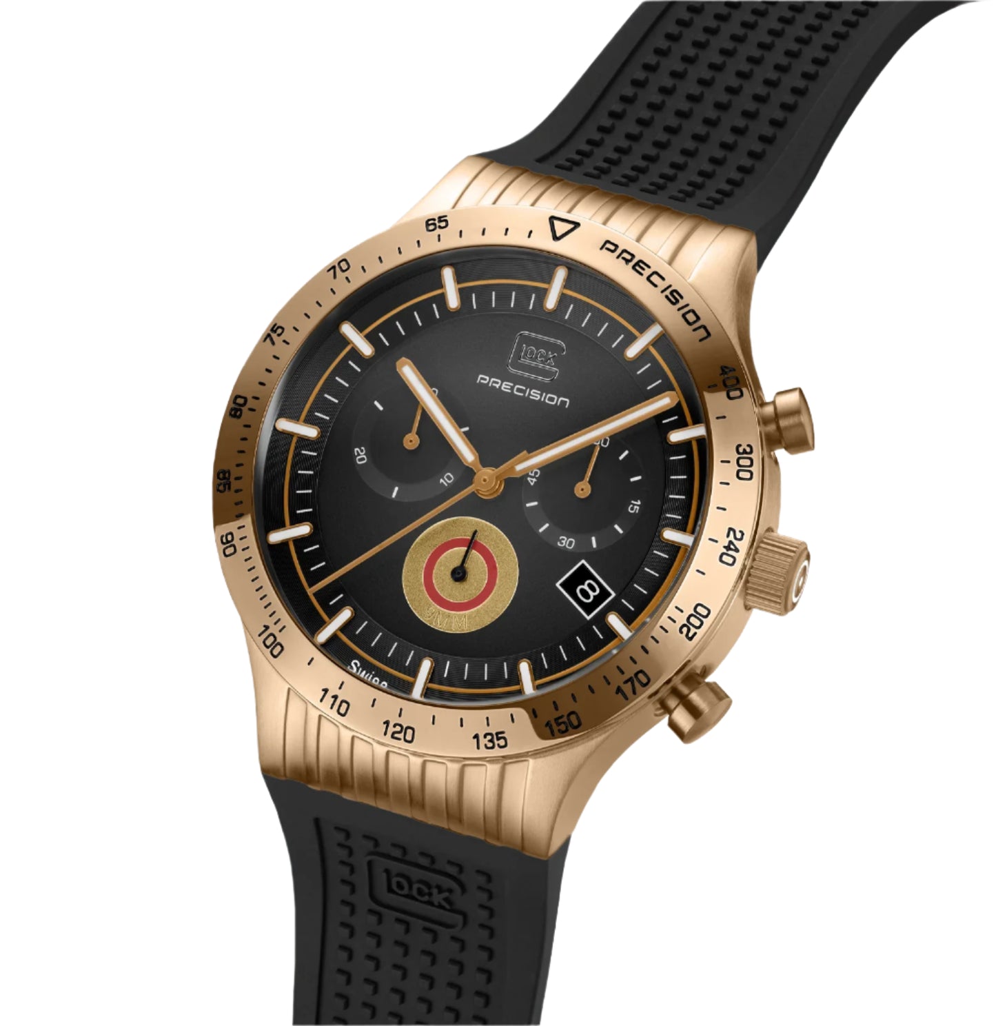 Men's Watch in Khaki Steel/Black With Silicone Strap