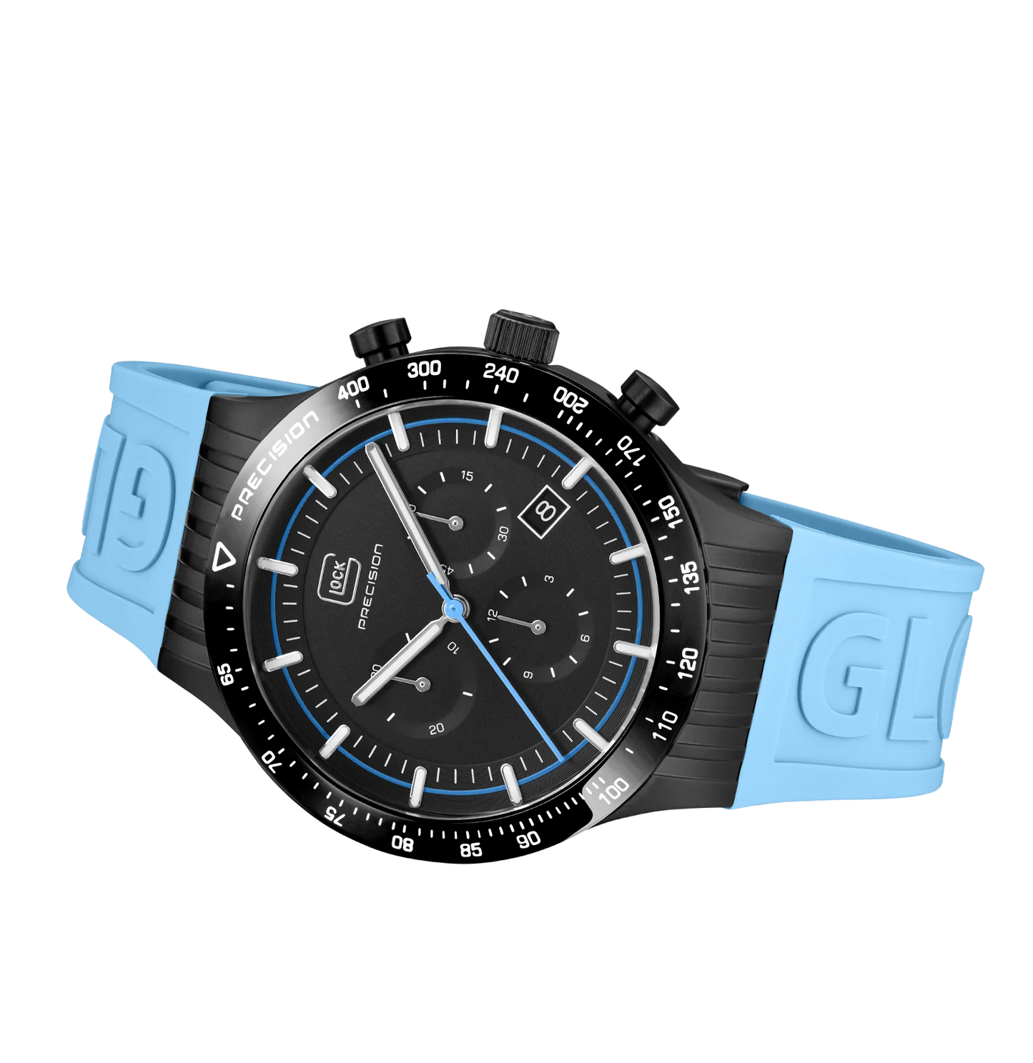Men's Watch in Black with Blue Silicone Band