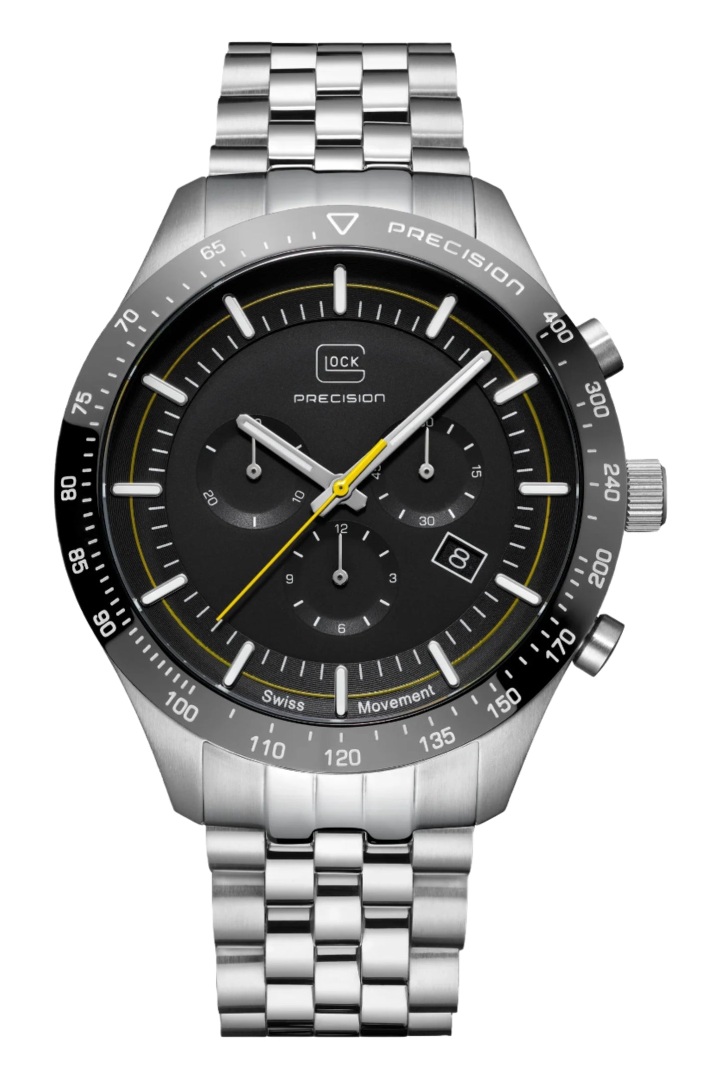 Men's Watch in Stainless Steel/ Black Dial with Stainless Steel Band