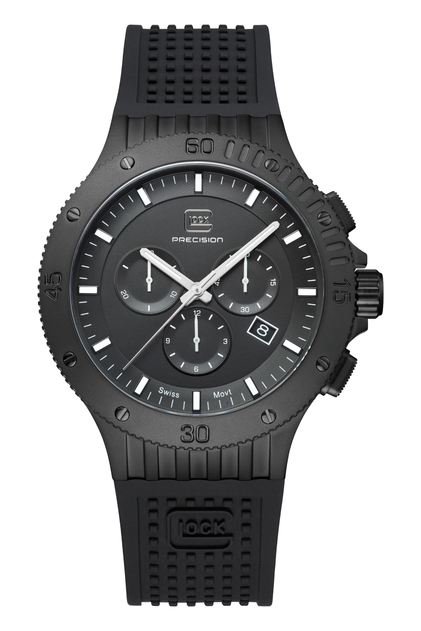 Men's Glock Watch in All Black with Silicone Strap