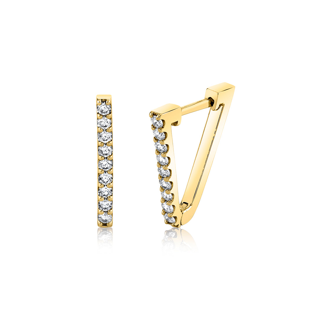 0.27 ct 15mm V-Shape Hoops in 14KY