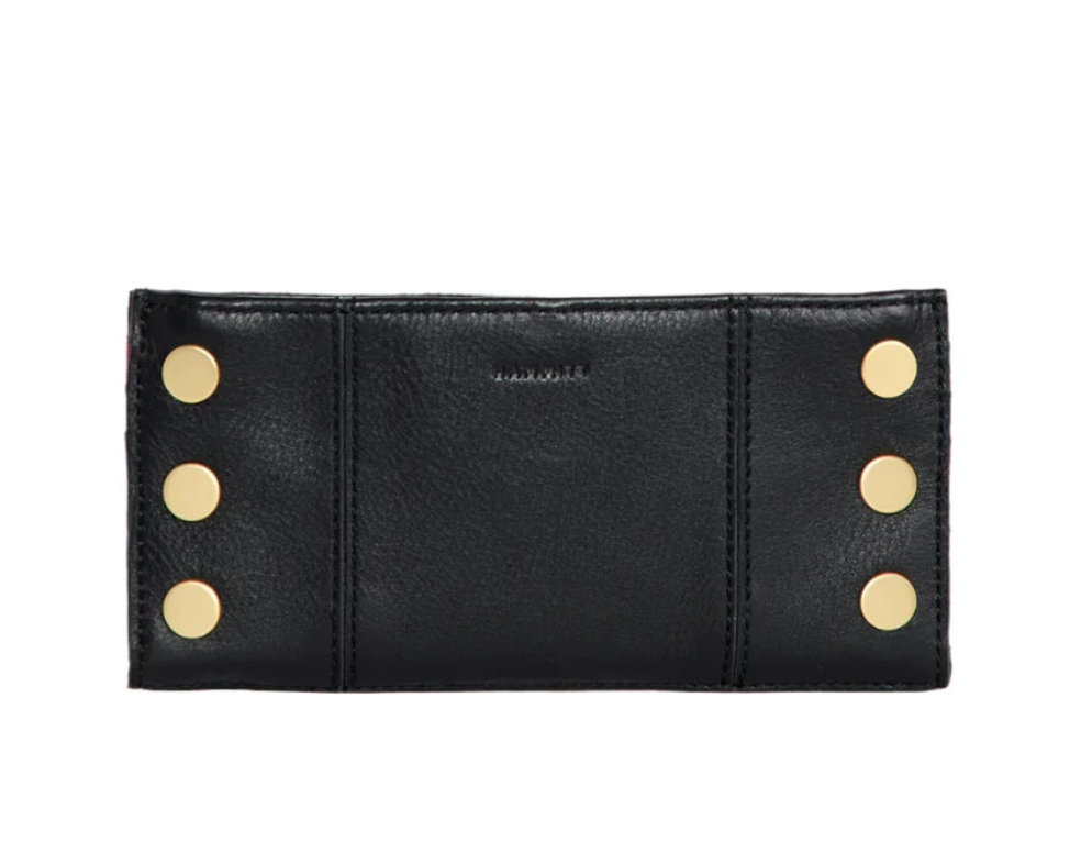 110 NORTH Bifold Wallet in Black/ Gold with Red Zipper