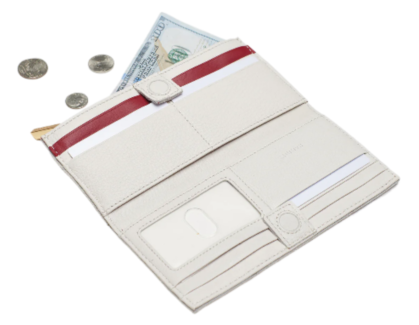 110 NORTH Bifold Wallet in Calla Lily White/ Gold