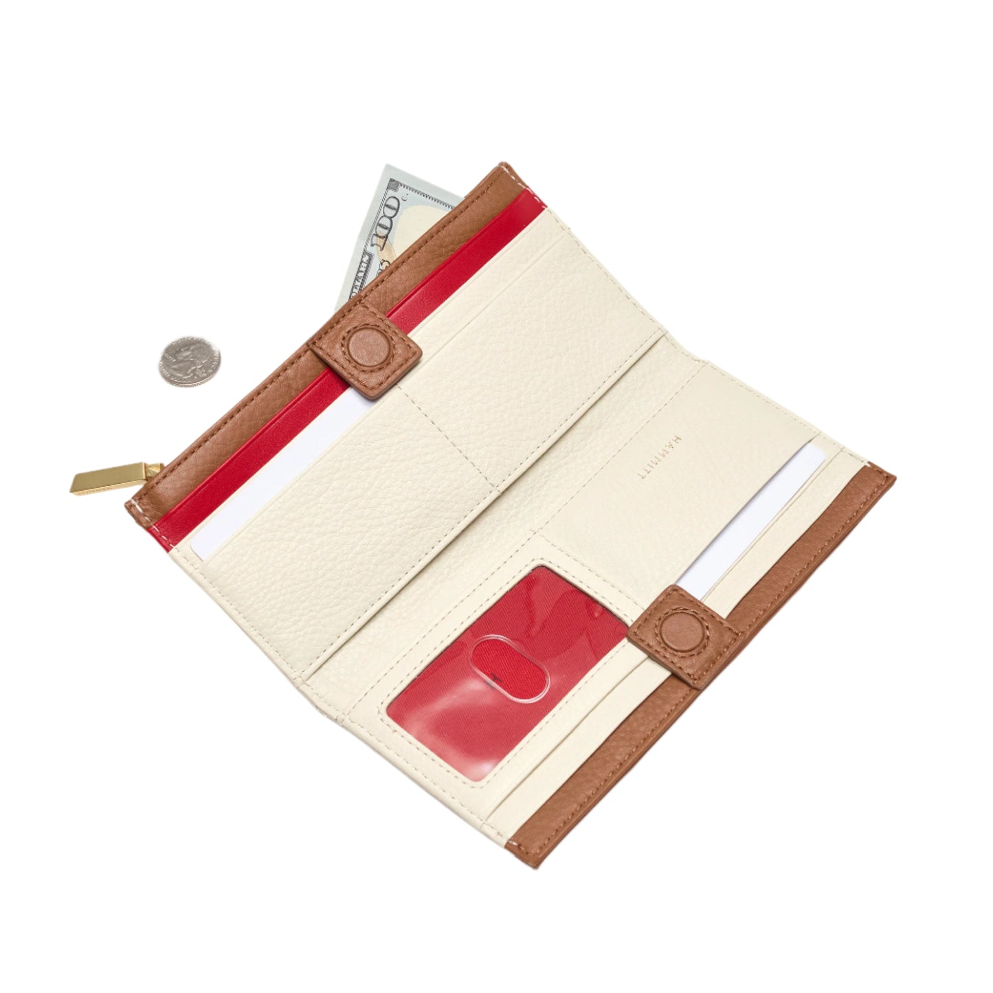 110 North Wallet in Courtyard Cream/ Brushed Gold