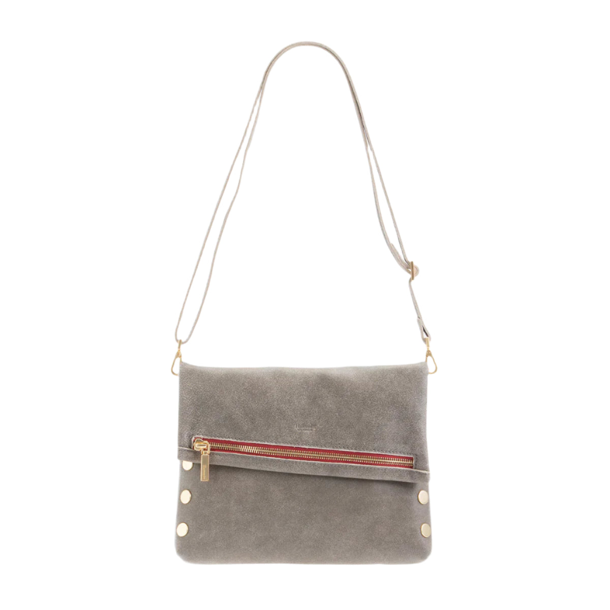 VIP MED Handbag in Pewter/Gold with Red Zip