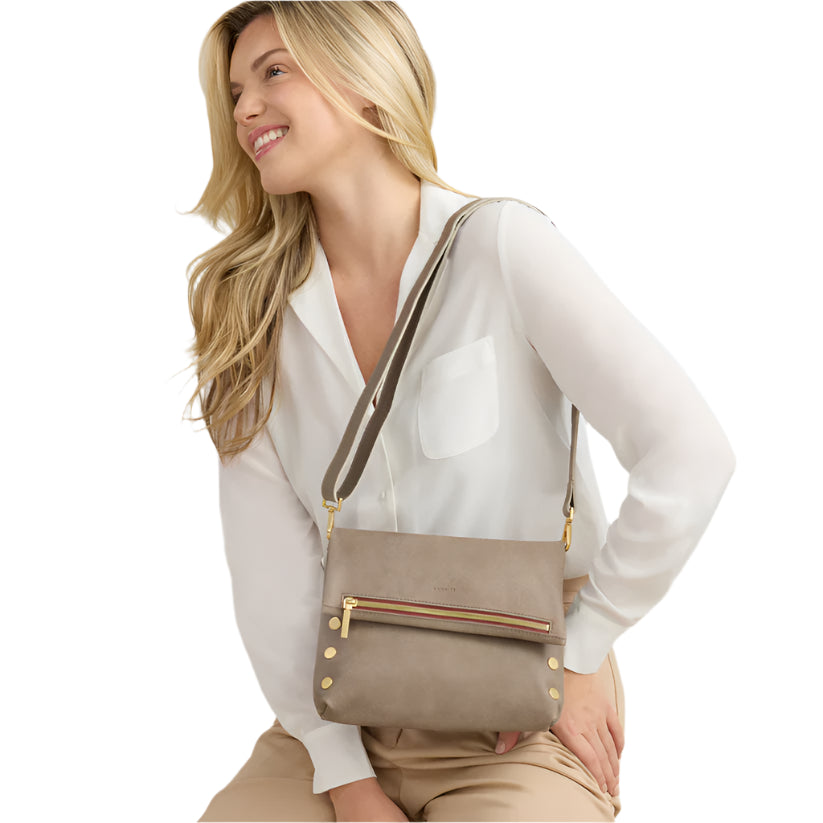 VIP MED Handbag in Pewter/Gold with Red Zip