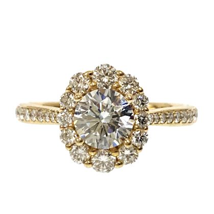 14KY Semi-Mount Solitaire Engagement Ring with Elongated Halo