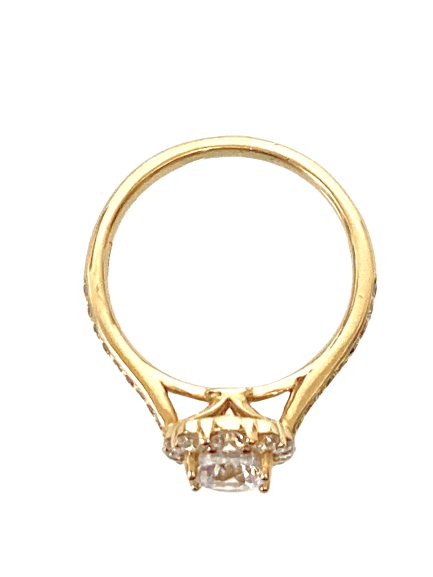 14KY Semi-Mount Solitaire Engagement Ring with Elongated Halo