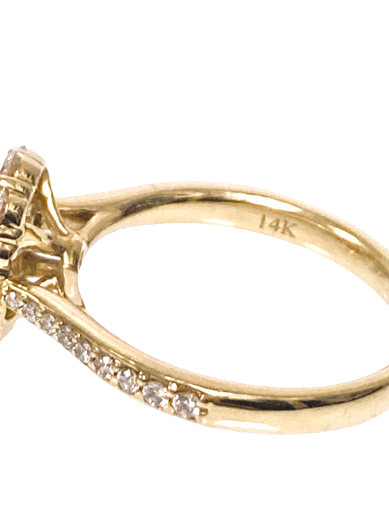 14KY Semi-Mount Solitaire Engagement Ring with Elongated Halo