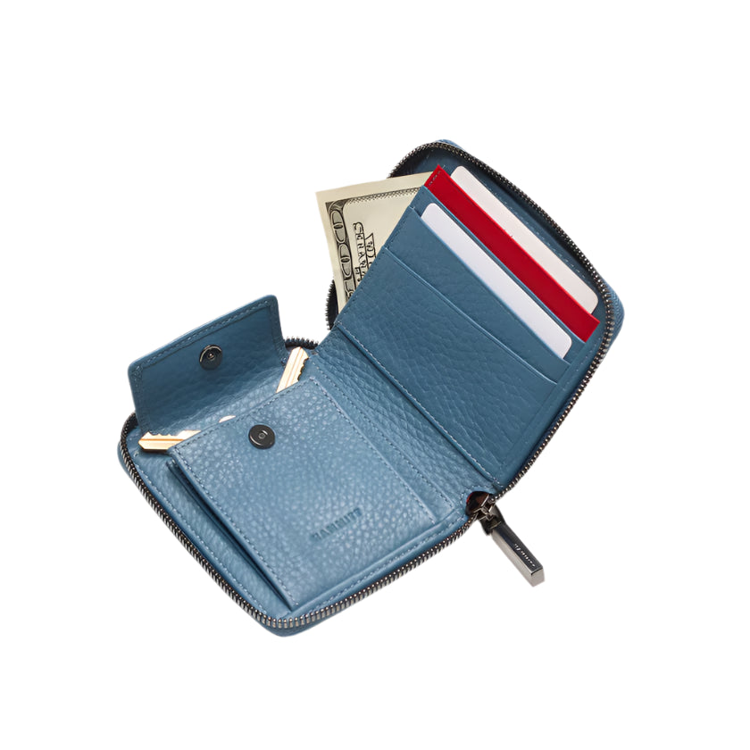 5 North Compact Wallet in Curated Blue/Gunmetal