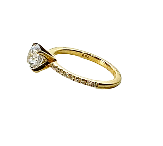 18KY Solitaire Semi-Mount Solitaire Engagement Ring w/ Thin Diamond Band