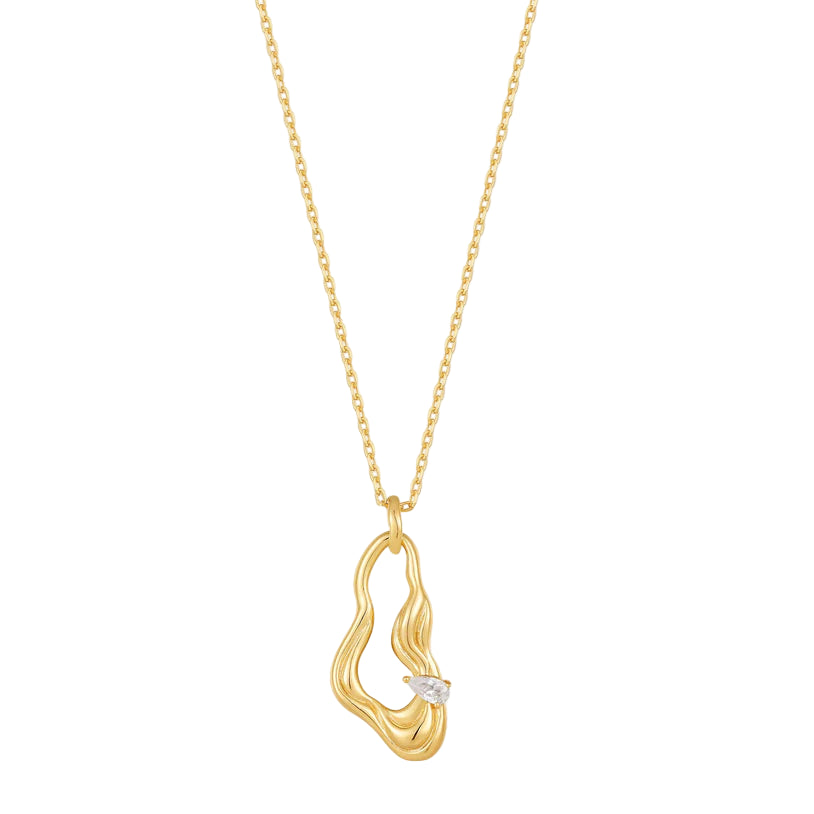 Twisted Wave Drop Pendant Necklace in Gold