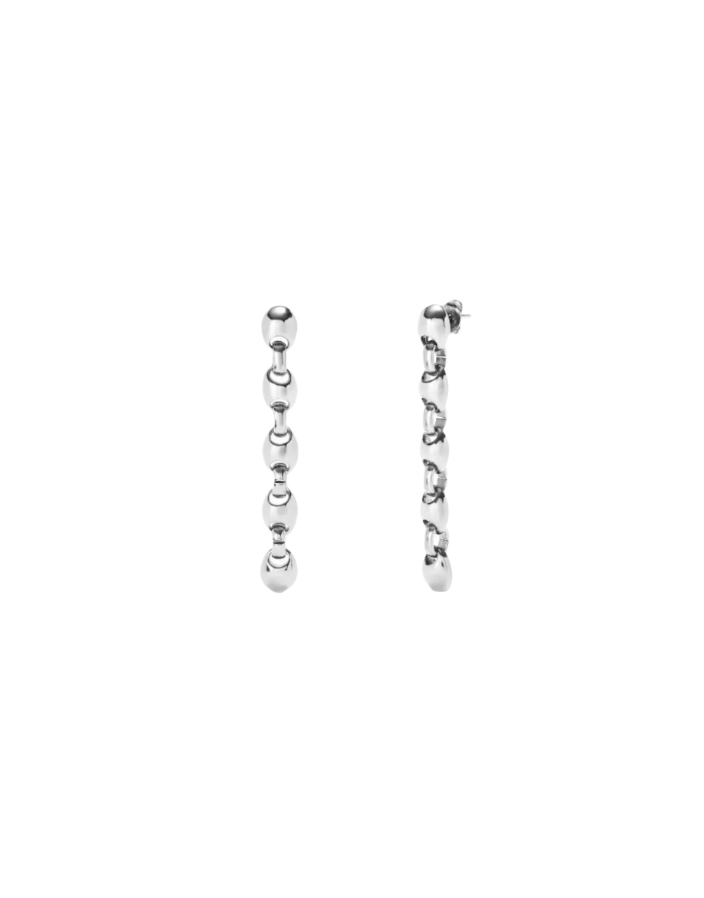 Long Beaded Line Earrings in Silver