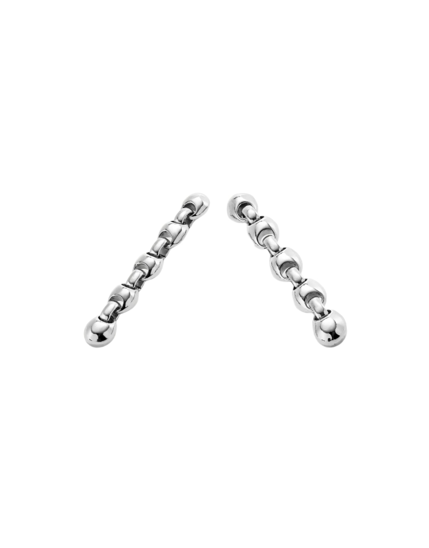 Long Beaded Line Earrings in Silver