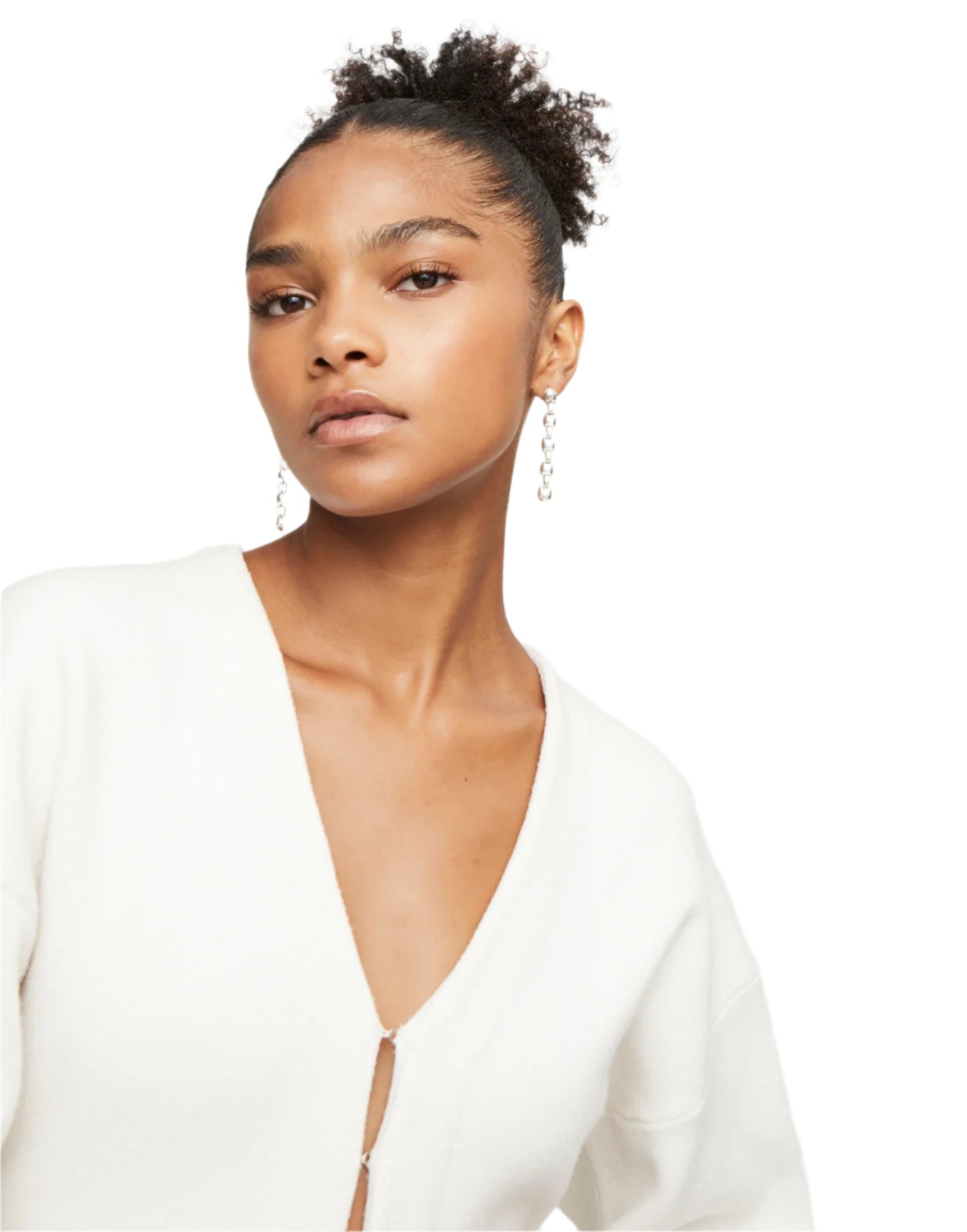 Long Beaded Line Earrings in Silver