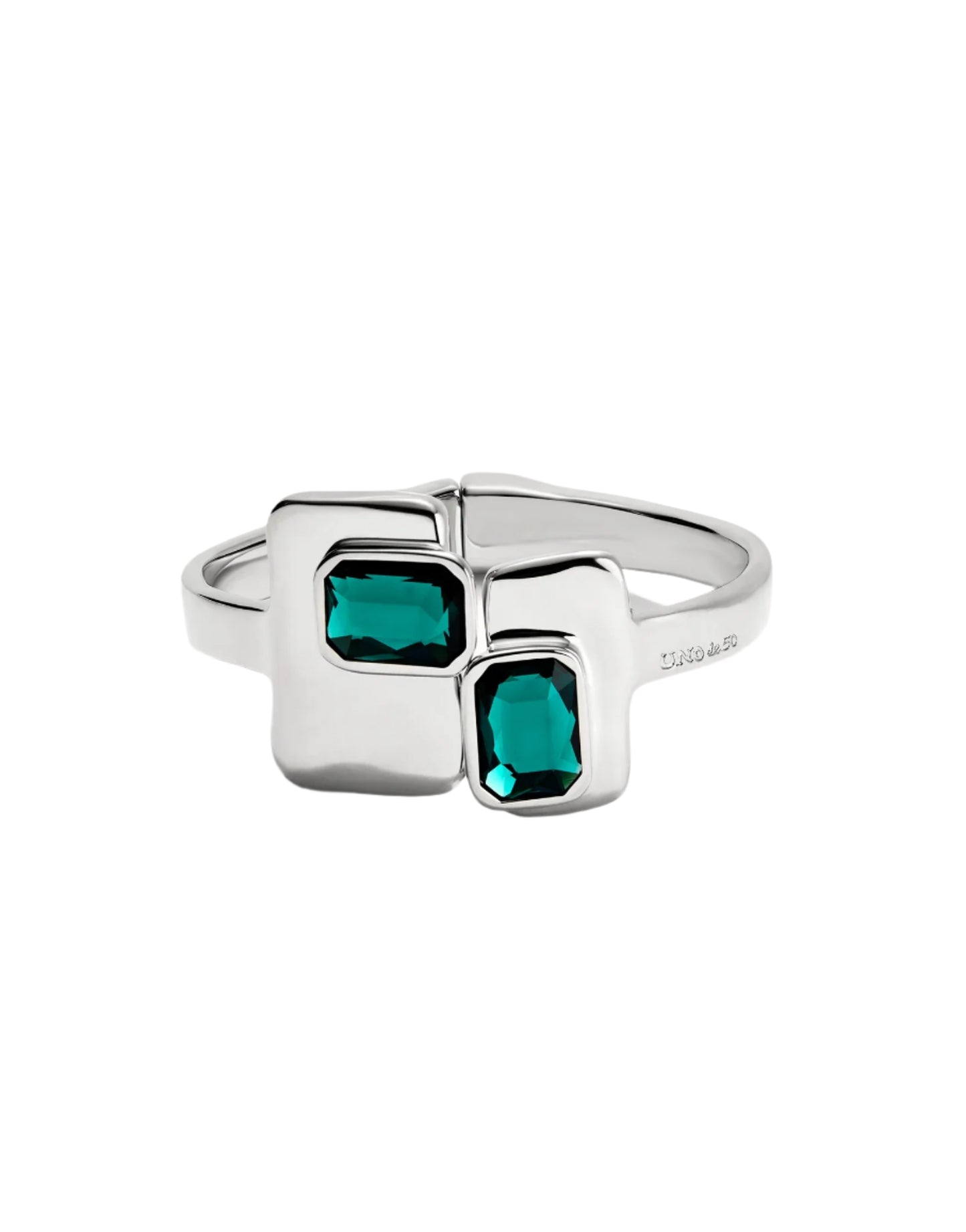 RIGID HINGED Bracelet in Silver/Green