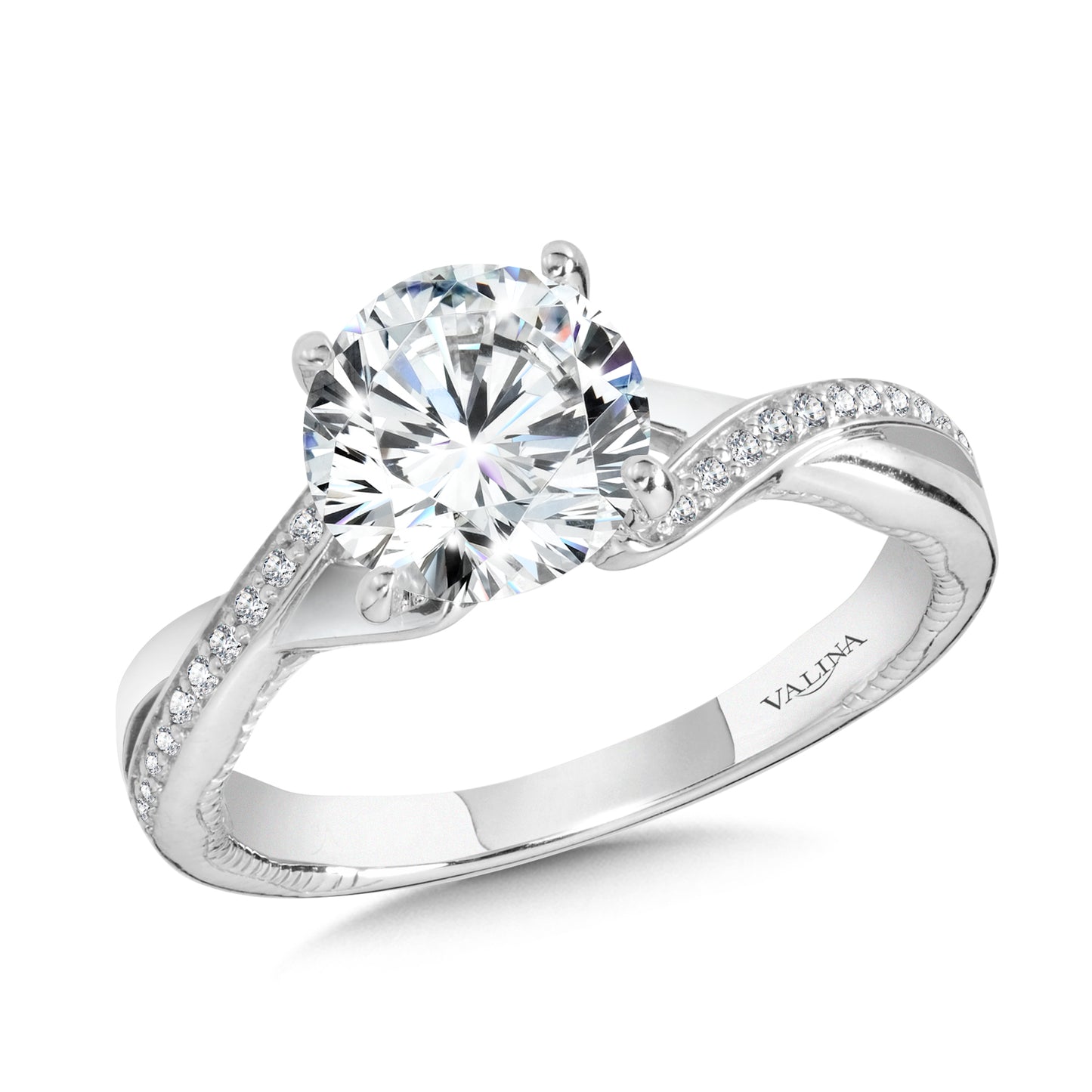 Crisscross & Mil-grain-Beaded Hidden Accents Diamond Engagement Ring